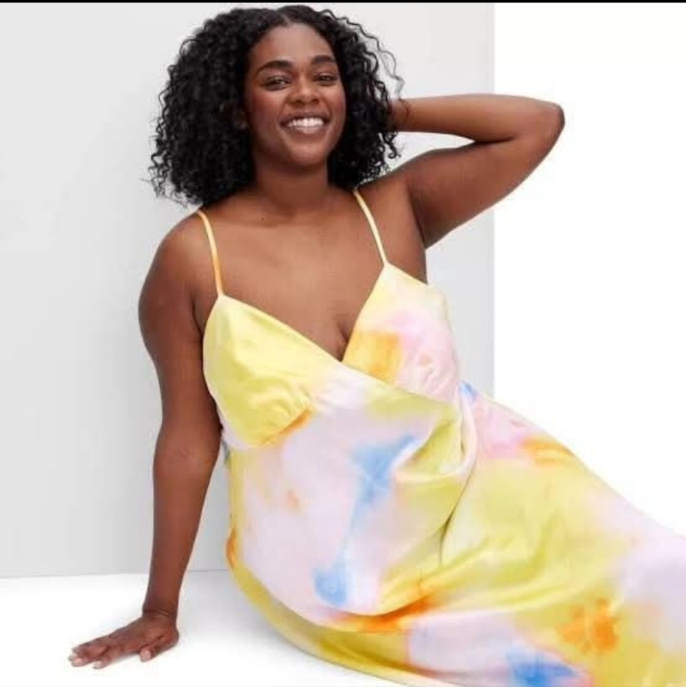 Diane Von Furstenberg intimate sleep dress Plus size XXL, tie dye print satin. - Picture 15 of 15